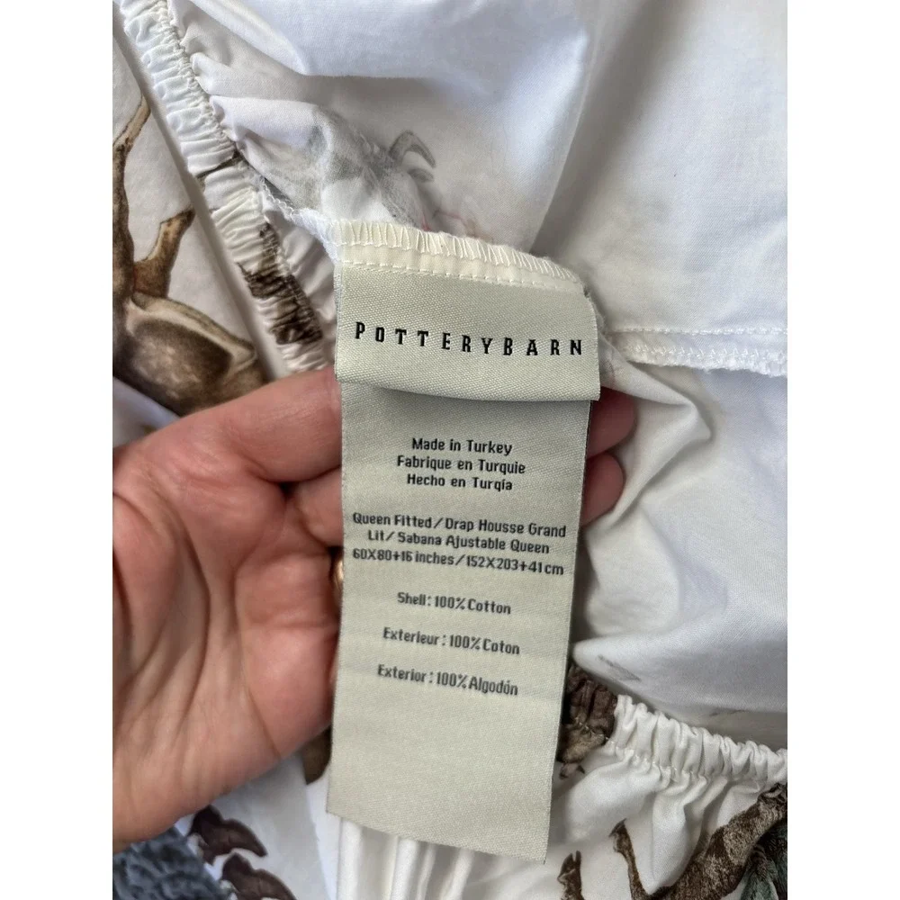 Pottery Barn Silly Stag Queen Sheet Set Flat Fitted + 2 Standard Pillowcases